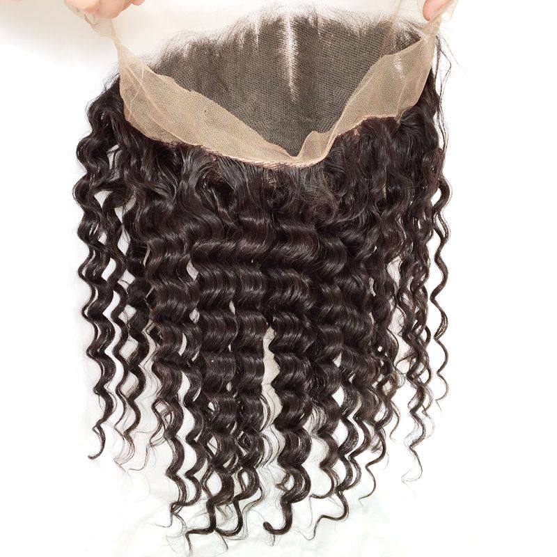 360 Lace Band Frontal Closure with Baby Hair and 3Bundles Deep Wave 8A Peruvian eBay